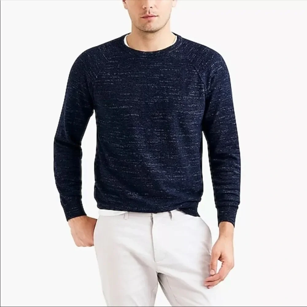 J Crew Blue Cotton Crewneck Pullover Sweater
